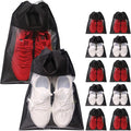 12 Pack Portable Shoe Bags for Travel Large Shoes Pouch Storage Organizer Clear Window with Drawstring for Men and Women Black by TENABORT