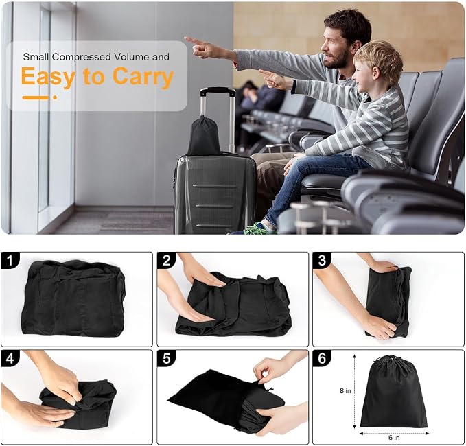 Maliton Inflatable Foot Rest Pillow, (Black, 2 Pack) | 3 Height Adjustments for Kids & Adults, Dual Valves for Quick Inflation, Creates Comfortable Foot Rest for Long Flights, Cars - Image 7