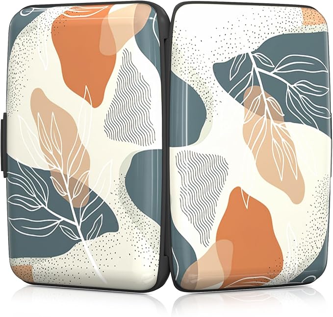 Rimilak Aluminuml Credit Card Holder,White Leaves | Mini Credit Card Wallet RFID Blocking Slim Metal Hard Case for Women Men - Image 5