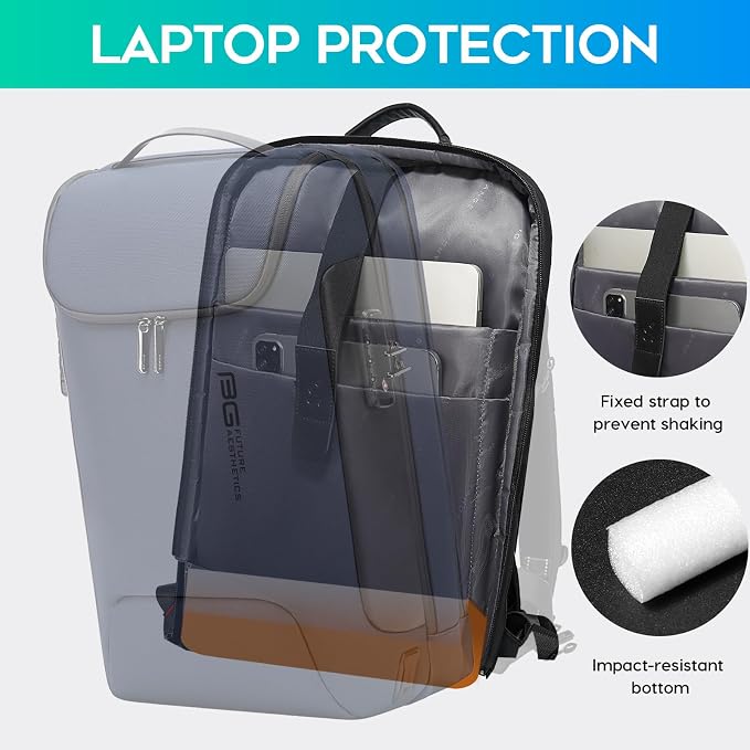 BANGE Anti-Theft Backpack with USB Charging Port 17.3 Inch Business Laptop Backpack - Image 4