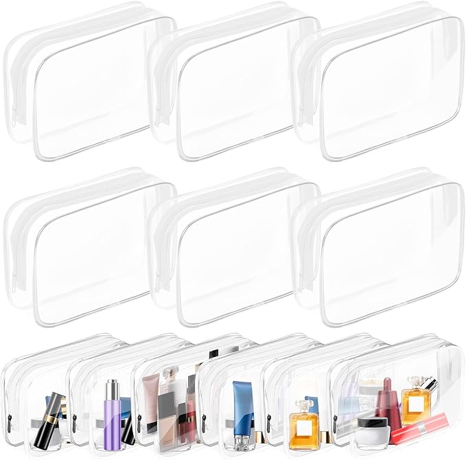 AURUZA Clear Makeup Bag,Portable Travel Toiletry Bags with Zipper, TSA Approved Clear Organizer Bags, PVC Cosmetic Pouch for Airport Airline Compliant by AURUZA