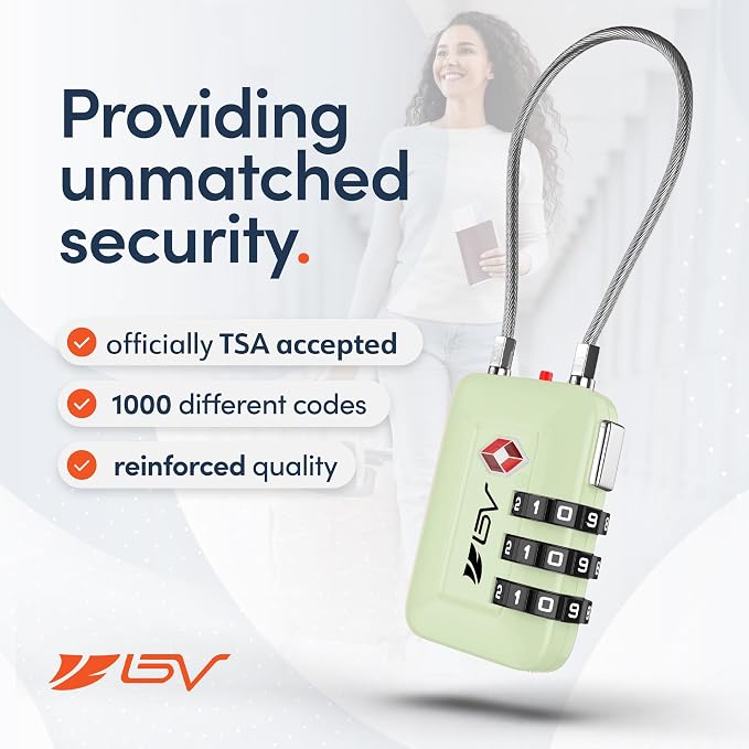 TSA Accepted Luggage Travel Lock, Set-Your-Own Combination Lock for School Gym Locker, Luggage Suitcase Baggage Locks, Filing Cabinets, Toolbox, Case (Mint Green, 1 Pack) - Image 3