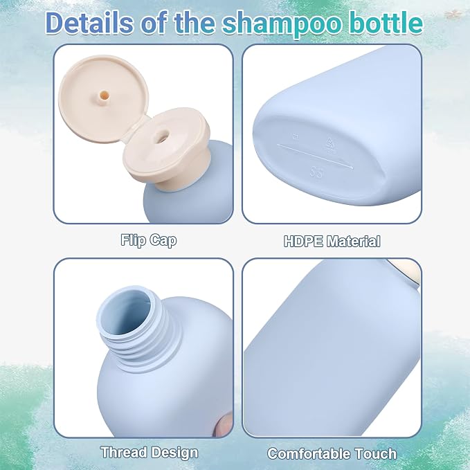 8.8 oz Plastic Travel Shampoo Bottles, Empty Plastic Squeeze Bottles with Flip Cap for Toiletries, Leakage-proof Travel Shampoo and Conditioner Bottles - Image 5