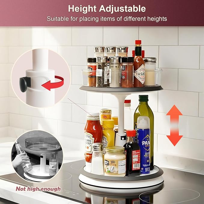 Lazy Susan Medicine Bottle Organizer for Cabinet 2 Tier Clear | 11 Inch Large Turntable for Bathroom Countertop and Pantry - Image 2