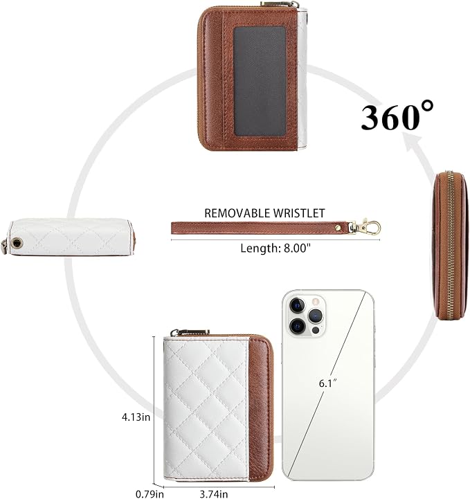 Credit Card Holder Wallet RFID Blocking Leather Small Wallet for Women with Wristlet - Image 4