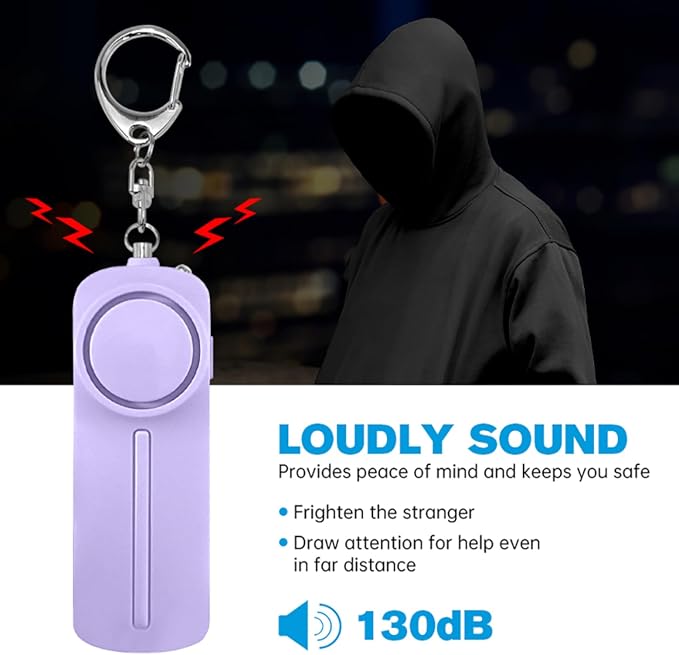 Safesound Personal Alarm: Your 130dB Self-Defense Companion - Keychain Emergency LED Flashlight - Security and Protection for Women, Girls, Kids, and The Elderly (Black & White, 2) - Image 8