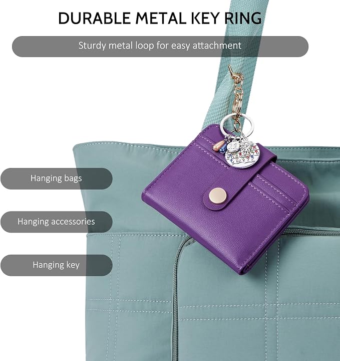 POIUGOYA Slim Wallet for Women,RFID Blocking Bifold Credit Card Holder with Zipper Coin Pocket,ID Window,Keychain - Image 6