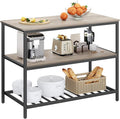 VASAGLE Kitchen Island with 3 Shelves, 47.2 Inches Width Kitchen Shelf with Large Worktop, Stable Steel Structure, Industrial, Easy to Assemble, Greige and Black UKKI001B02 by Unknown