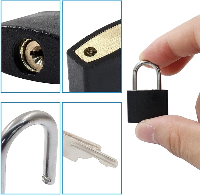 Waziaqoc Luggage Locks with Keys, 10 Pcs, Small Suitcase Padlock | Mini Metal Padlock, For Travel Bags, School Gym Locker, Toolbox - Image 3