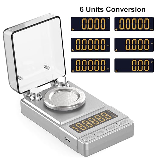 Silver Milligram Scale 100g/0.001g, Digital Mg Powder Scale for Gold | Mg Scale with 20g Calibration Weight and Accessories, Silver Powder Scale for Reloading - Image 2
