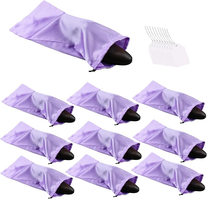 GONGKANGYUAN 10 Pack Shoe Bags for Travel Satin Fabric Shoe Bag with Drawstring for Men Women Travel Protecting Storing Shoes (Violets) by GONGKANGYUAN