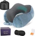 Cirorld Neck Pillow for Traveling, Travel Pillows for Airplanes,100% Pure Memory Foam Travel Neck Pillow, Adjustable Flight Pillow, Portable Plane Accessories with Eye Mask, Earplugs, Carry Bag by CIRORLD