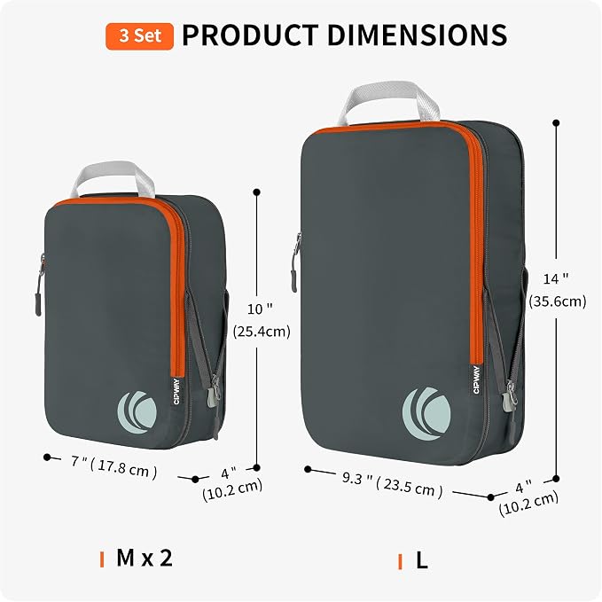 Cipway Compression Packing Cubes Set (Grey 3pcs) | Ultralight Travel Cube Organizers for Carry-On Luggage, Suitcase & Backpack Travel Essentials - Image 5
