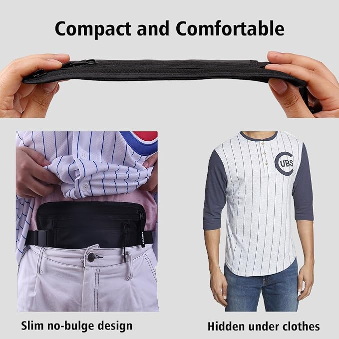 Money Belt for Travel Women and Men Slim Hidden Travel Wallet with RFID Blocking - Image 3