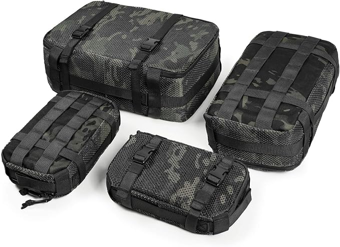 4 Set Tactical Packing Cubes ，Compressible Mesh Duffle Storage Bag,Portable Edc Molle Pouch Organizer. by CASONMMAX
