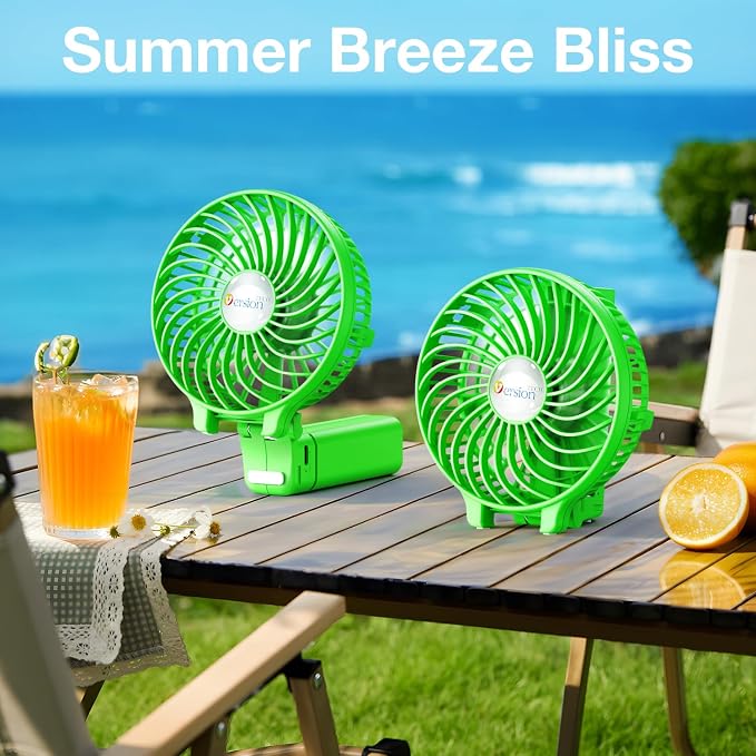 VersionTECH. Portable Handheld Fan, Powerful+Durable+4000mAh+180° Foldable, Mini Table Fans with USB Rechargeable Battery Operated Cooling Accessories for Personal Use, Travel, Office Green - Image 7