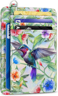 Yonlevres Hummingbird Credit Card Holder Slim RFID Wallet Women Small Cute | Front Pocket, Handy, RFID Blocking, Woman Girls Ladies Gifts, D-ring for Keychain,Thin Mini Card Case, ID Window, PU Leather by Yonlevres