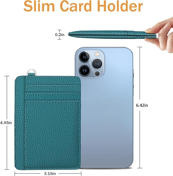 Yonlevres Credit Card Holder for Women Slim RFID Blocking Wallet Small Blue | Front Pocket, Handy, RFID Blocking, Woman Girls Ladies Gifts, D-ring for Keychain,Thin Mini Card Case, ID Window, PU Leather - Image 6