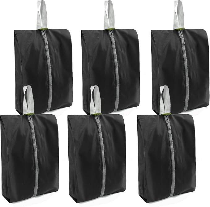 BeeGreen Black Shoe Organizer Set - 6 Pack Shoe Bags For Travel with Zipper Closure and Handle,Stylish and Portable Nylon Shoe Storage for Men and Women's Travel Gifts and Home Storage by BeeGreen