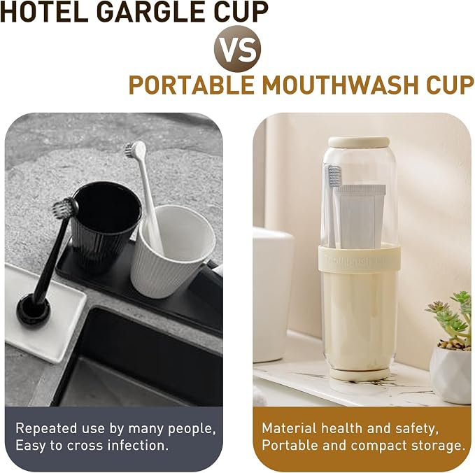 Toothbrush Cup with Cover, Travel Toothbrush Case Portable Toothbrush Holder for Traveling Business Camping School Bathroom (Grey) - Image 5