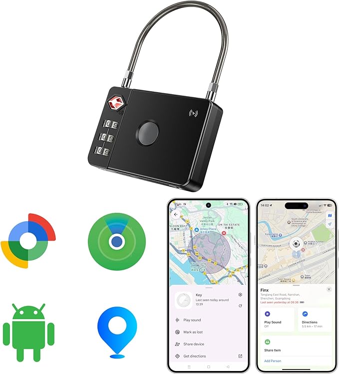 MiLi Smart TSA Luggage Lock with Bluetooth Tracker Anti-Lost Design | Works with Android Google Find Hub & Apple Find My, Smart Travel Lock, Replaceable Battery, Metal Design by MiLi