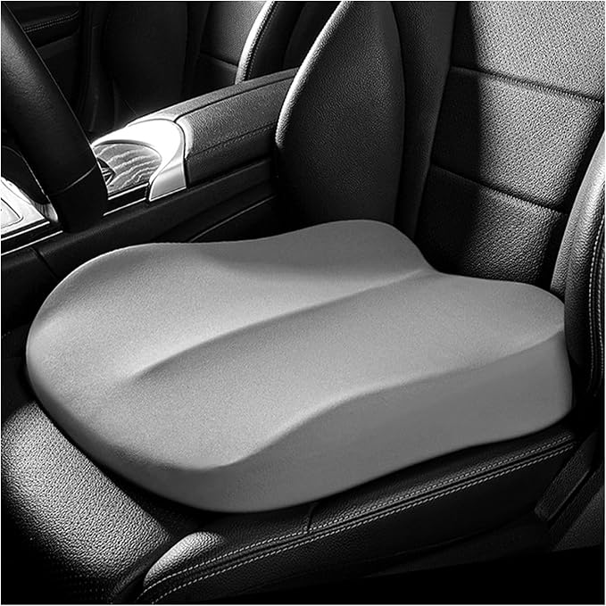 Car Seat Cushion, Ergonomic Memory Foam Auto Seat Boost Mat for Short People Driving, Non-Slip Driver Seats Height Cushion Office Chair Pillow for Tailbone Back Pain Relief (Gray) by Unknown