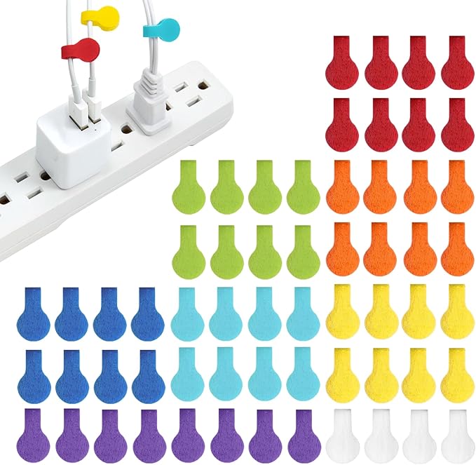 Cable Labels - Wrap-It Storage - Mini, Multi-Color (60 Pack) | Colorful Cable Label Tags, Charger Labels, Cable Labels Tags, and Wire Labeler Using Color Coded Labels by Wrap-ItStorage