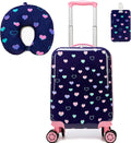 Kid's Luggage Set 2 Piece Suitcase Set Hardside Luggage with Spinner Wheels Girls Carry on Toddler Travel Rolling Suitcase with Neck Pillow Airline Approved by Unknown
