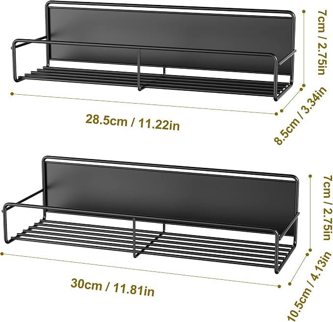 Mystozer 2 Pack Magnetic Spice Rack Organizer,Space Saver for Refrigerator and Microwave Oven, Magnetical Fridge Shelf for Jars,Seaoning,tins and Utensils (Black) - Image 6