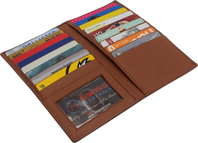 Marshal Bifold Leather RFID Blocking Wallet For Men & Women | Genuine Leather Holder With 19 Slots, 2 Bill Compartments & ID Window | For Credit/Debit Cards, Money & More (CN Tan) - Image 5