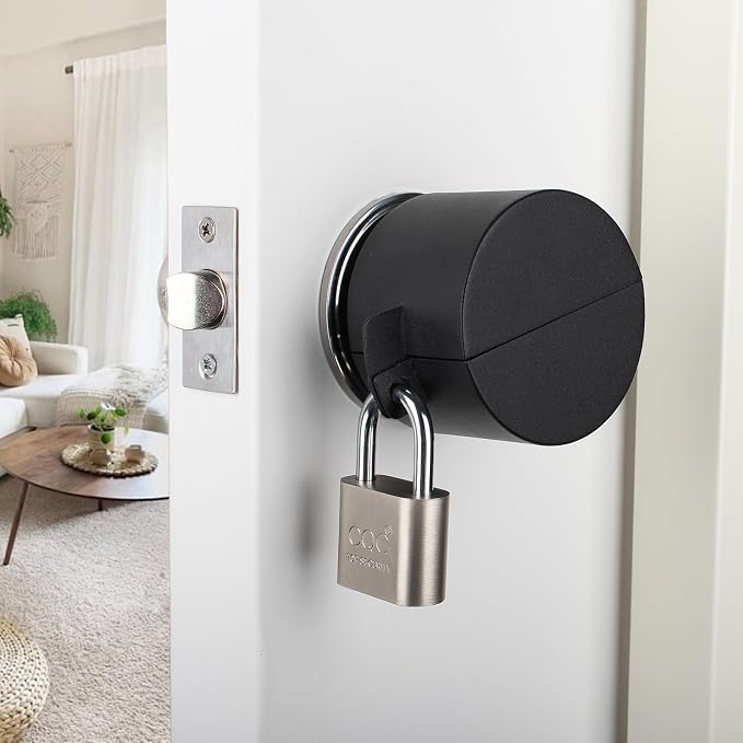 Door Knob Lockout Device with Padlock,Cover to Disable The Doorknob, Prevents Turning of Door Knob and Access to Keyhole, Prevents Operating The Knob,Black - Image 2
