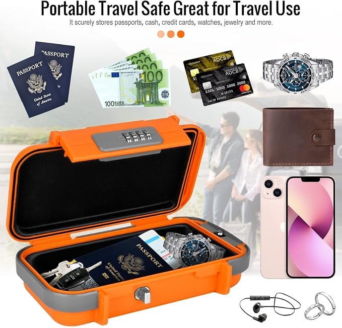 HUANLANG Portable Safe Lock Box with Combination Lock Mini Beach Travel Safe Waterproof Small Lockable Box with Removable Wire Rope Combination Safe Box for Dorm,Travel,Beach,Hotel,Car,Home,Office - Image 8