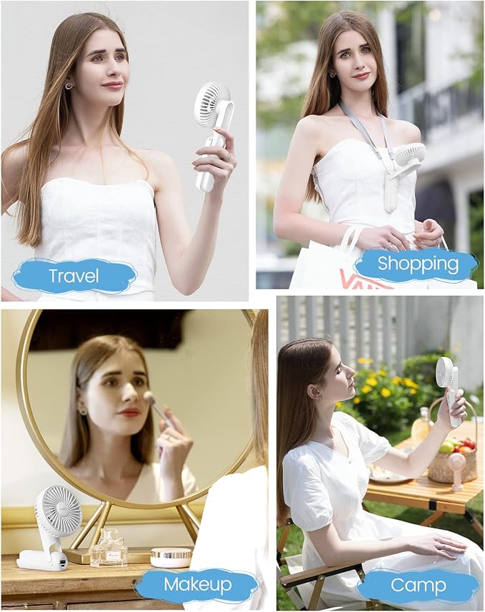 EasyAcc Portable Hand Held Fan, Ultra Quiet 5 Speed Personal Fan, LED Dispay USB C Rechargeable Handheld Fan, 180° Foldable Small Desk Fan, Electric Cooling Fan&PowerBank for Office Home Travel… - Image 7