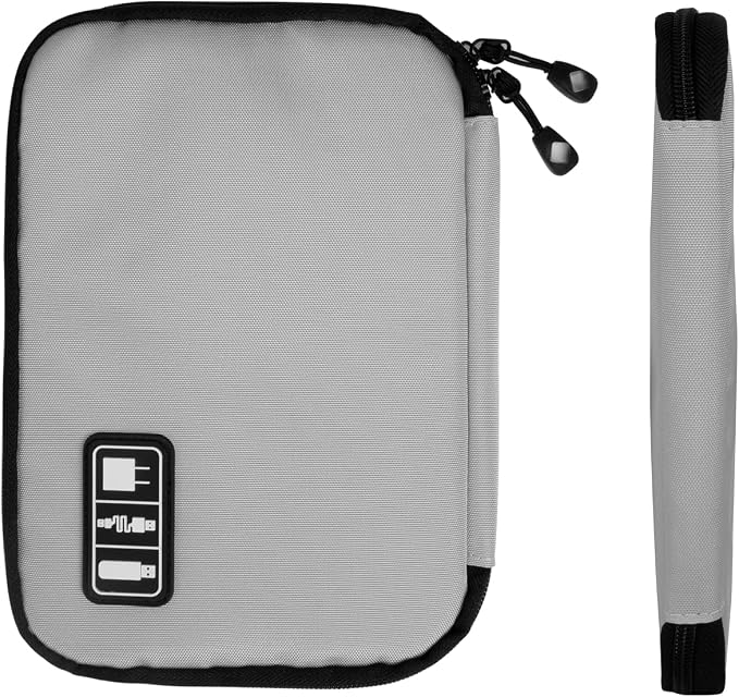 Lcsmaokin Electronics Organizer Travel Case,Electronic Accessories Storage Bag,Portable Waterproof Cable Organizer Bag,Travel Cord Organizer Bags for Small Charging Cord Storage,SD Card-Grey Green - Image 6