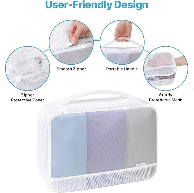 Cambond Mesh Packing Cubes for Travel Women - Lightweight Travel Bags Luggage Packing Organizer Travel Cubes for Suitcase with Handle - Image 9