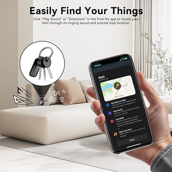 Bluetooth Wallet Tracker 4 Pack, Works with Apple Find My App (iOS Only), IP67 Waterproof Item Finder with Replaceable Battery and Loud Alarm for Keys, Wallet, Luggage, Backpack and Travel Bags - Image 7