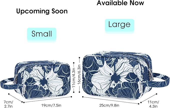 Narwey Travel Toiletry Bag for Women Traveling Dopp Kit Makeup Bag Organizer for Toiletries Accessories Cosmetics (Blue Lotus) - Image 3