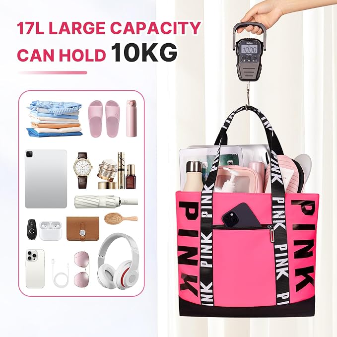 Boomistry Travel Tote Bag for Women, Large Waterproof Beach Bag for Daily | 17L Tote Bag with Zipper, Travel Handbags For Daily, College, Work, Shopping - Image 5