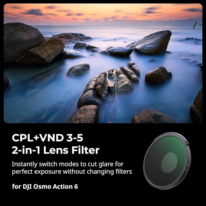 SmallRig 2-in-1 CPL/VND 3-5 Filter for DJI Action 6, Adjustable ND8-ND32 & Polarizer, Action 6 Accessories for Outdoor & Action Video - Image 2