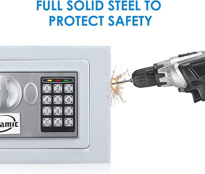 TENAMIC Electronic Digital Security Keypad Lock Box - 0.23 Cubic Feet Mini Safe for Office, Hotel, Home - White - Image 5