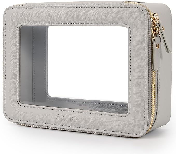 Aveniee Clear Makeup Bag Organizer,Large Travel Toiletry Bag for Women, Waterproof Cosmetic Pouch with Zippers,Car Organizers and Storage Case for Accessories,Grey by Aveniee