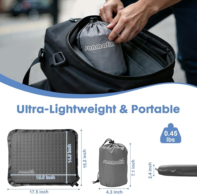 Airplane Travel Seat Cushion. 2, Grey | Inflatable seat cushion for stadium, camping,outdoors.Sondur travel cushion for airplane - Image 2