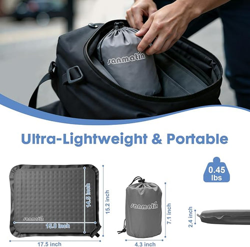 Airplane Travel Seat Cushion. 2, Grey | Inflatable seat cushion for stadium, camping,outdoors.Sondur travel cushion for airplane - Image 2