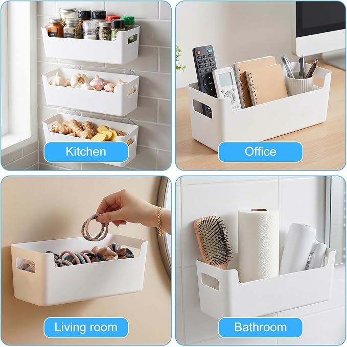 6 Pcs Adhesive Cabinet Door Organizer, White Inside Cabinet Door Organizers and Storage for Kitchen, Bathroom, Office, Garage - No Drilling Space Saver with Strong Sticky Backing - Image 7
