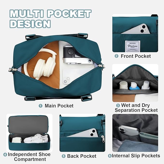 Travel Duffel Bag, Sports Tote Gym Bag, Shoulder Weekender Overnight Bag for Women - Image 6