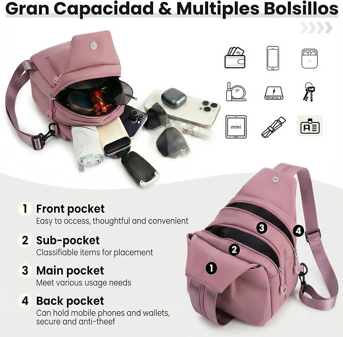 Waterproof 2-Way Mini Commuter Bag, Multi-Compartment Oxford Small Backpack, For Women, Collegeman, Commuter, Travel with Anti-Theft,Three in One Multifunctional Convertible Design(pink) - Image 4