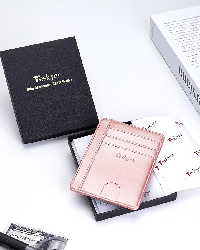 Teskyer Slim Minimalist Wallet for Men, RFID Front Pocket Card Holder | Ultra Slim Front Pocket Design, 8 Card Slots, RFID Protection, Smooth Faux Leather for Everyday Carry - Image 8