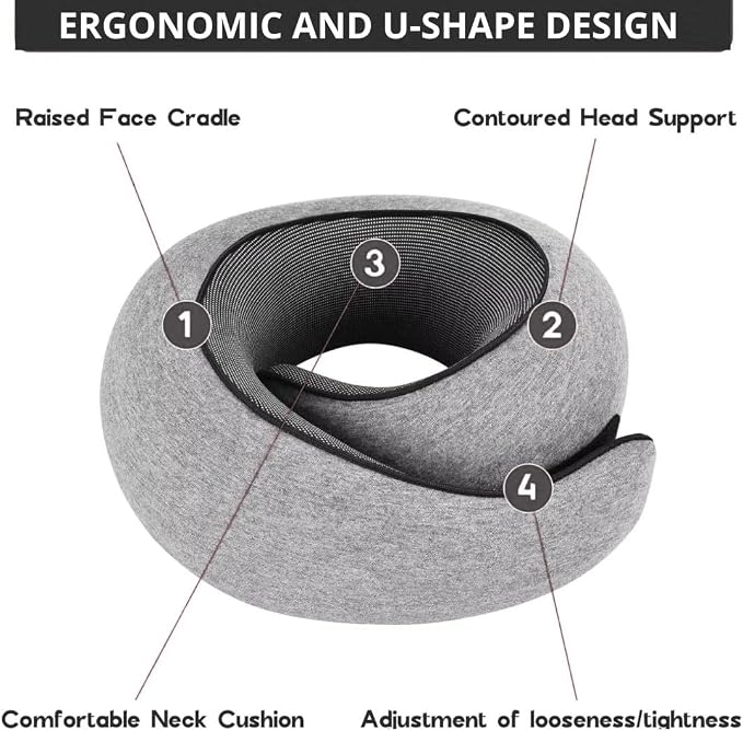 Neck Pillow | Compact Travel Pillows for Airplanes, Car Trips and Home Comfort| Foldable Memory Foam Neck Support | Size Adjustable for Adults and Kids | Lightweight (0.60 Pounds) and U-Shape Design - Image 8
