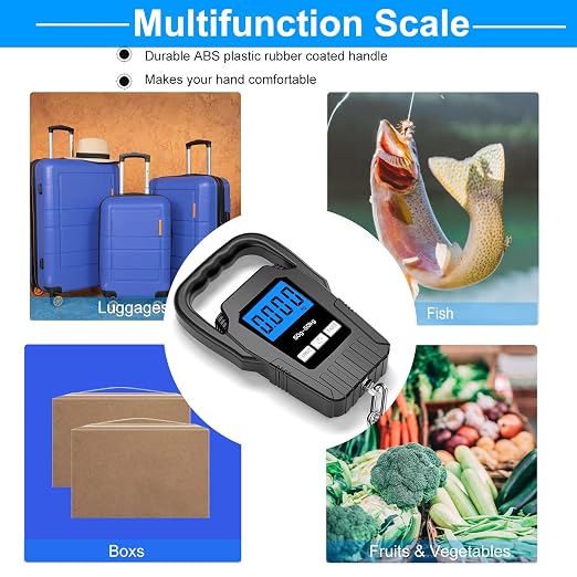 Digital Fish Scale Hanging Scale Fishing Scale, SKEAP 110lb/50kg Luggage Scale,Fish Weighing Scale, Upgrade Large Handle & Backlit LCD Display, Black,Fishing Gifts for Men,Black - Image 6