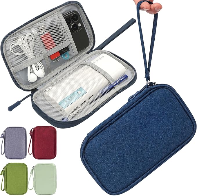 CAAORDKSO Electronic Organizer Travel Cable Accessories Case, Organizer Bag, Accessories Pouch for Cable, USB, Cord, Charger, Phone, Power Bank, Earphone (Navy Blue) by Unknown